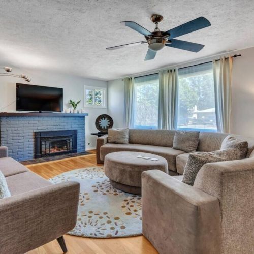 Elevate your living space with the exquisite Nicole Miller sectional and mid-century modern sofa.  Together, these pieces create a stunning and inviting seating arrangement that will be the centerpiece of your living room.