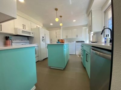 The Kitchen has plenty of guest pantry space along with the convenience of the washer and dryer