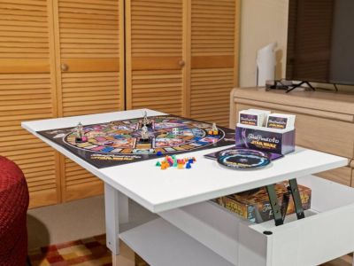 Versatility at its finest. This innovative coffee table effortlessly converts into a functional work or game table. From virtual meetings to board game nights just for you