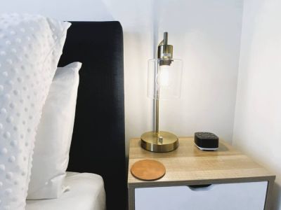 A besides white noise machine to help lull you to sleep,