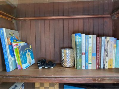 Antique barrister bookcase books.