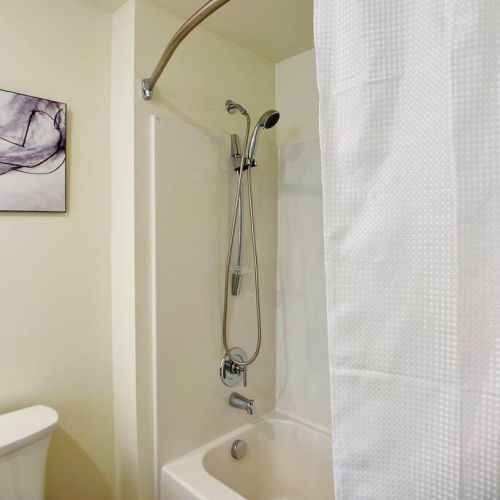 Choose from a steamy shower or a soak in the tub.