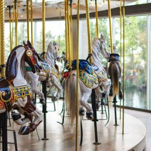 Riverfront Park-Loof Carrousel. The gilded and elaborately carved carousel, adorned with leaping horses and jungle animals, is one of the country's most beautiful, well-preserved, hand-carved wooden carrousels.