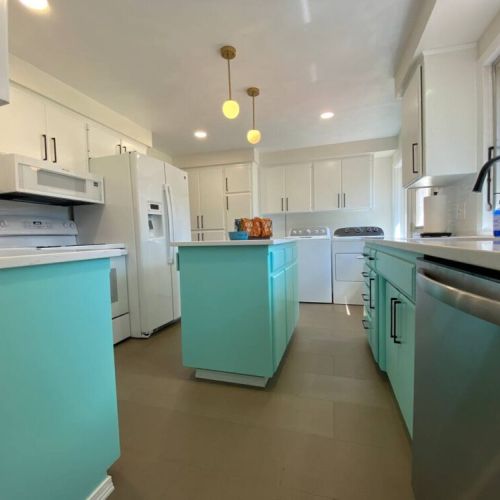 The Kitchen has plenty of guest pantry space along with the convenience of the washer and dryer