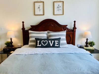 Luxurious beds are made for lingering. Grab a book and a cup of hot tea.