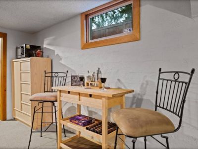 The cozy seating area invites relaxation.  Perfect for savoring a glass of wine and celebrating life's moments.