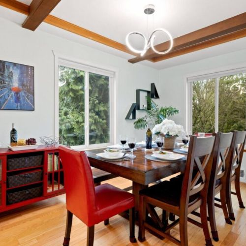 Gather around this exquisite dining table that exudes elegance and charm, providing the perfect setting for memorable meals and shared moments.