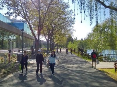 Centennial Trail-Downtown. The Spokane River Centennial Trail is a 37-mile (60 km) paved trail. Enjoy a nice walk, jog, or skate along the river flowing through downtown or rent kayaks or tubes for a fun summer adventure.