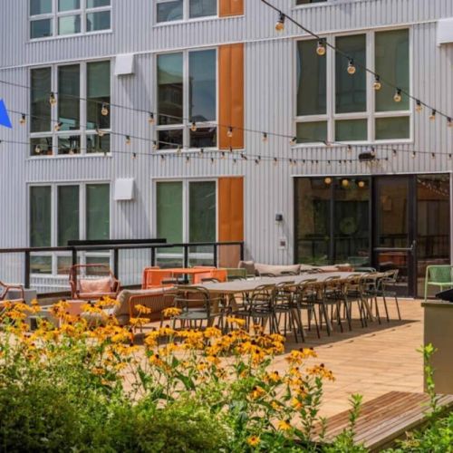 This corner unit apartment has some of the best views of historic downtown and the biophilic designed rooftop deck that supports native vegetation.