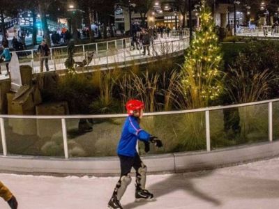 Riverfront Park-The Skate Ribbon features a 16-foot wide and 650-foot long track, complete with a 3,500-square-foot connected pond. Winter ice skating. Summer roller skate/blading.