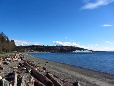 View of Fauntleroy Ferry to Vashon Island from Lincoln Park