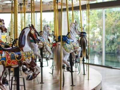 Riverfront Park-Loof Carousel. The gilded and elaborately carved carousel, adorned with leaping horses and jungle animals, is one of the country's most beautiful, well-preserved, hand-carved wooden carousels.