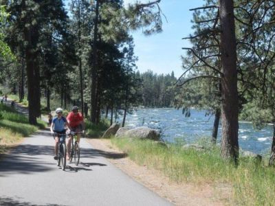 Centennial Trail - trailhead/parking 2.7 miles from Shady Maple. 

It is a 37 mile paved National Recreational Trail for walking, jopgging, riding bikes, roller blading...to name a few. It stretches from East of Spokane to Coeur d'Alene, ID!