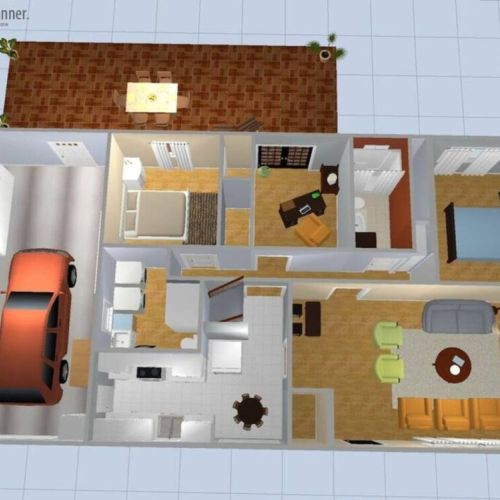Main Floor Layout featuring a semi-private bedroom conveniently located in the area where the office is pictured.