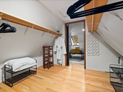 Large walk-in closet for the Treehouse Loft Queen Bedroom.