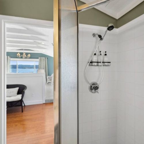 En Suite bathroom shower includes eco-friendly  body wash, shampoo, and conditioner.