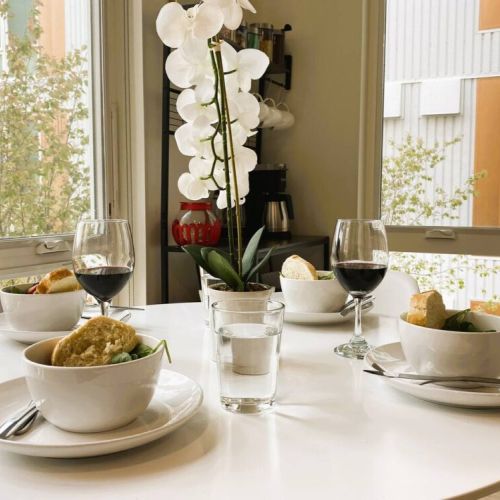 Enjoy views of downtown and the rooftop deck.