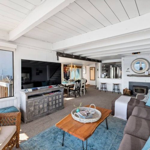 A well-appointed entertainment center offers a perfect spot for movie nights.