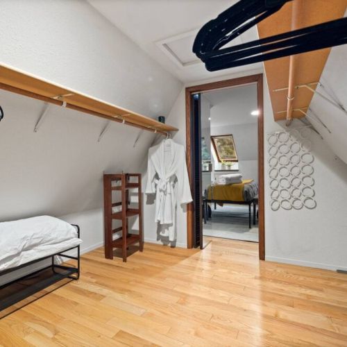 Large walk-in closet for the Treehouse Loft Queen Bedroom.