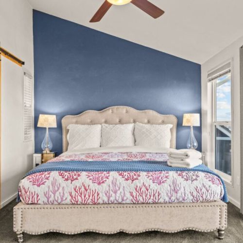 Enjoy the comforts of a private bathroom, walk-in closet, and the 55" smart TV...perfect for cozy nights.