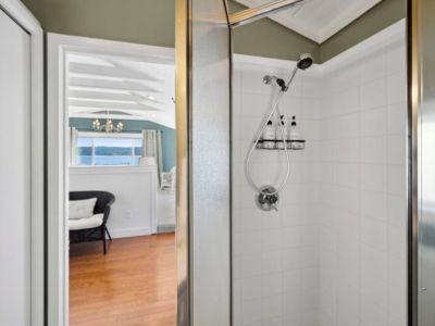 En Suite bathroom shower includes eco-friendly  body wash, shampoo, and conditioner.