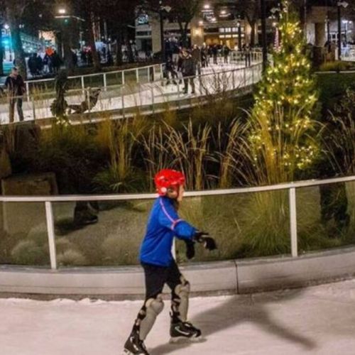 Riverfront Park-The Skate Ribbon features a 16-foot wide and 650-foot long track, complete with a 3,500-square-foot connected pond. Winter ice skating. Summer roller skate/blading.