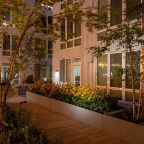 The rooftop deck adds a touch of nature in the middle downtown Spokane.