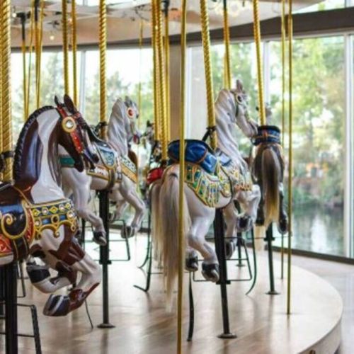 Riverfront Park-Loof Carousel. The gilded and elaborately carved carousel, adorned with leaping horses and jungle animals, is one of the country's most beautiful, well-preserved, hand-carved wooden carousels.