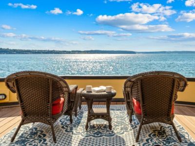 Your view from the private King En Suite bedroom as you kick back and relax with this birdseye view of Commencement Bay.