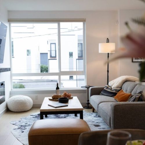 Enjoy your favorite TV shows and movies on the 55" Smart TV by the warmth of the electric fireplace.