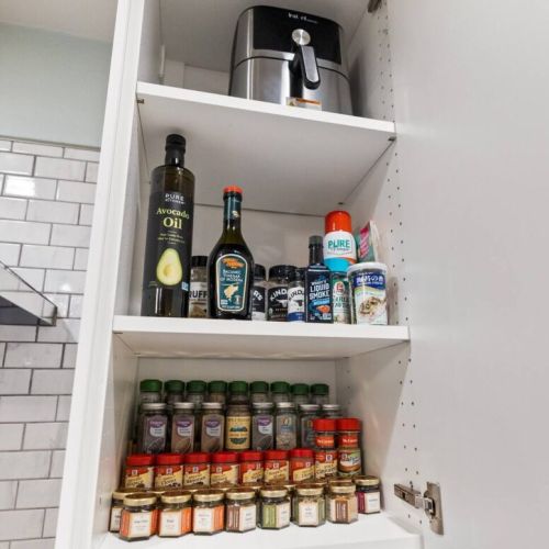 This well-stocked guest pantry is ready for your everyday necessities. Find everything you need with comfort and satisfaction.