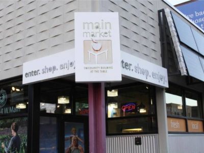 Shop locally sourced organic groceries at Main Market...within walking distance. Dine-in & Take-out options.
