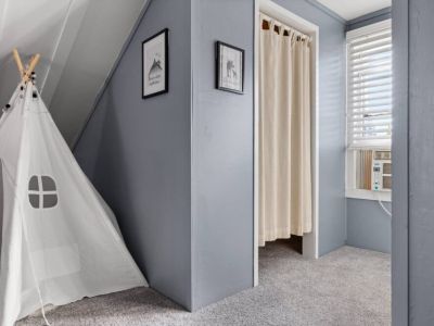 The loft inclues two walk-in closets and its own window AC - the perfect place to camp out.