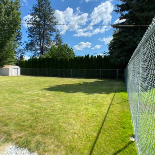 6' Chain Link Fence  fully encloses the private backyard.