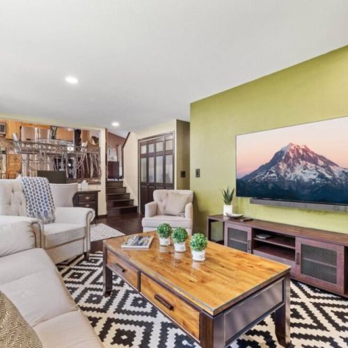 Snuggle in for movie night in front of the 65" Smart TV