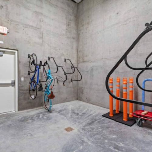 Bike rack is located in the secured parking garage.
