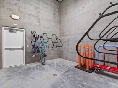 Bike rack is located in the secured parking garage.