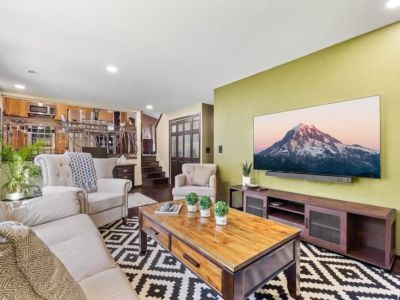 Snuggle in for movie night in front of the 65" Smart TV