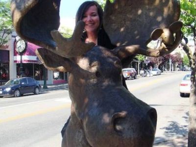 30-minute drive away is a magnificent moose along the avenue in downtown Coeur d'Alene.