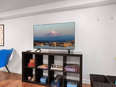 The comfortable ambiance of the room invites you to unwind and enjoy a leisurely viewing experience. Relax and watch your favorite shows.