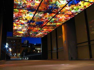 Museum of Glass: 11 miles
Chihuly Bridge of Glass (pictured): A partnership between legendary Studio Glass pioneer Dale Chihuly, the City of Tacoma, and Museum of Glass resulted in the Chihuly Bridge of Glass, a 500-foot-long pedestrian overpass that