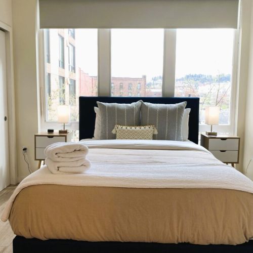 Fluffy cotton towels and luxury cotton sheets make for a luxurious stay.