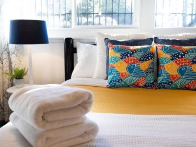 Soft fluffy cotton towels, hand towels, washcloths, and makeup cloths provided