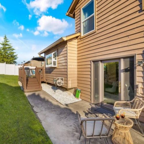 Whether you're enjoying a morning cup of coffee or gathering with friends for a delightful al fresco meal, this space provides the perfect setting for outdoor relaxation and entertainment.