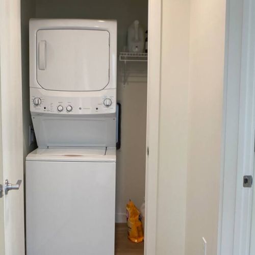 Stackable washer and dryer is located in the apartment for your convenience.