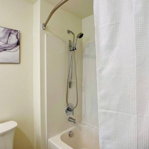 Choose from a steamy shower or a soak in the tub.