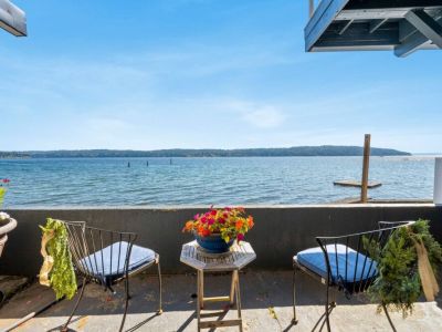 Relax in cozy chairs while gazing at the awe-inspiring water views. Shall I read? Sip tea? Or daydream?  I shall do all three :)