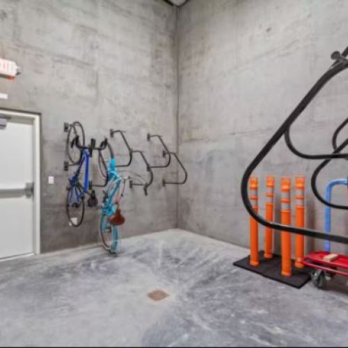 Bike rack is located in the secured parking garage.