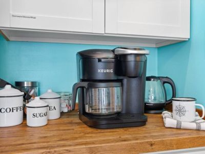 Enjoy the complimentary coffee and tea station