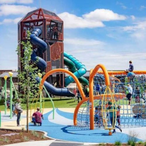 Riverfront Park-Ice Age Playground. Enjoy a 3-story Columbian slide tower, Glacial Dam splash pad, a log jam climber, an alluvial deposit fossil dig, and more.